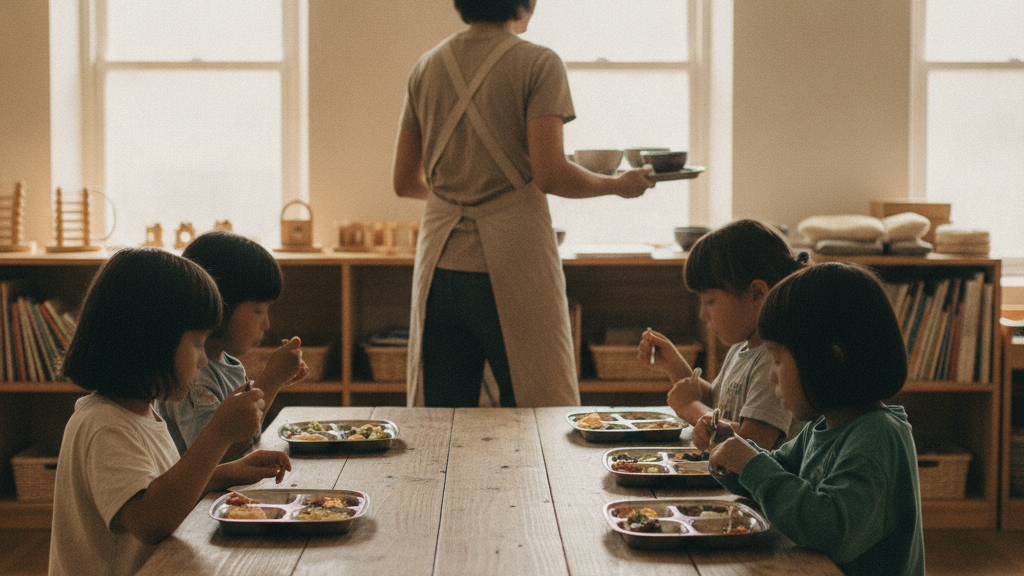방학 중 마을돌봄시설에서 점심을 먹는 초등학생들