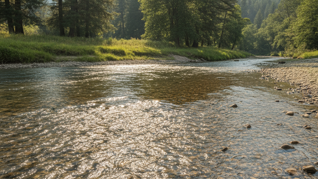 장흥 읍내를 지나 흐르는 탐진강의 여름 물길